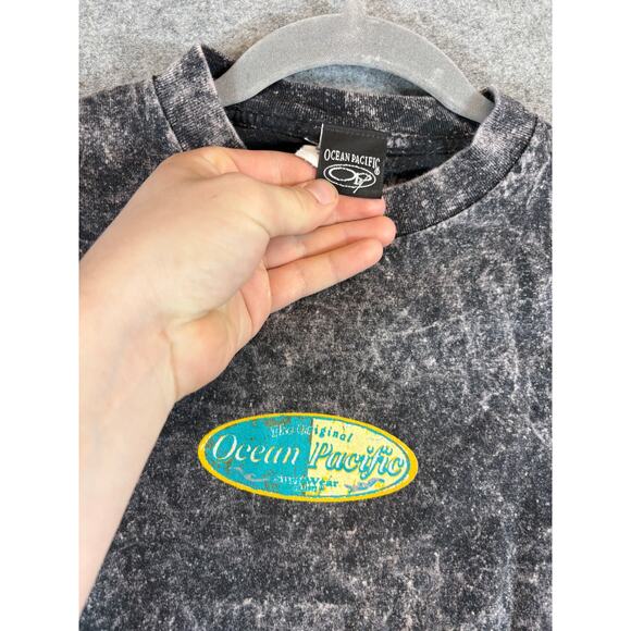 Vintage 90s Ocean Pacific Shirt Mens Large Black Acid Wash Surf Retro Streetwear - Picture 5 of 6